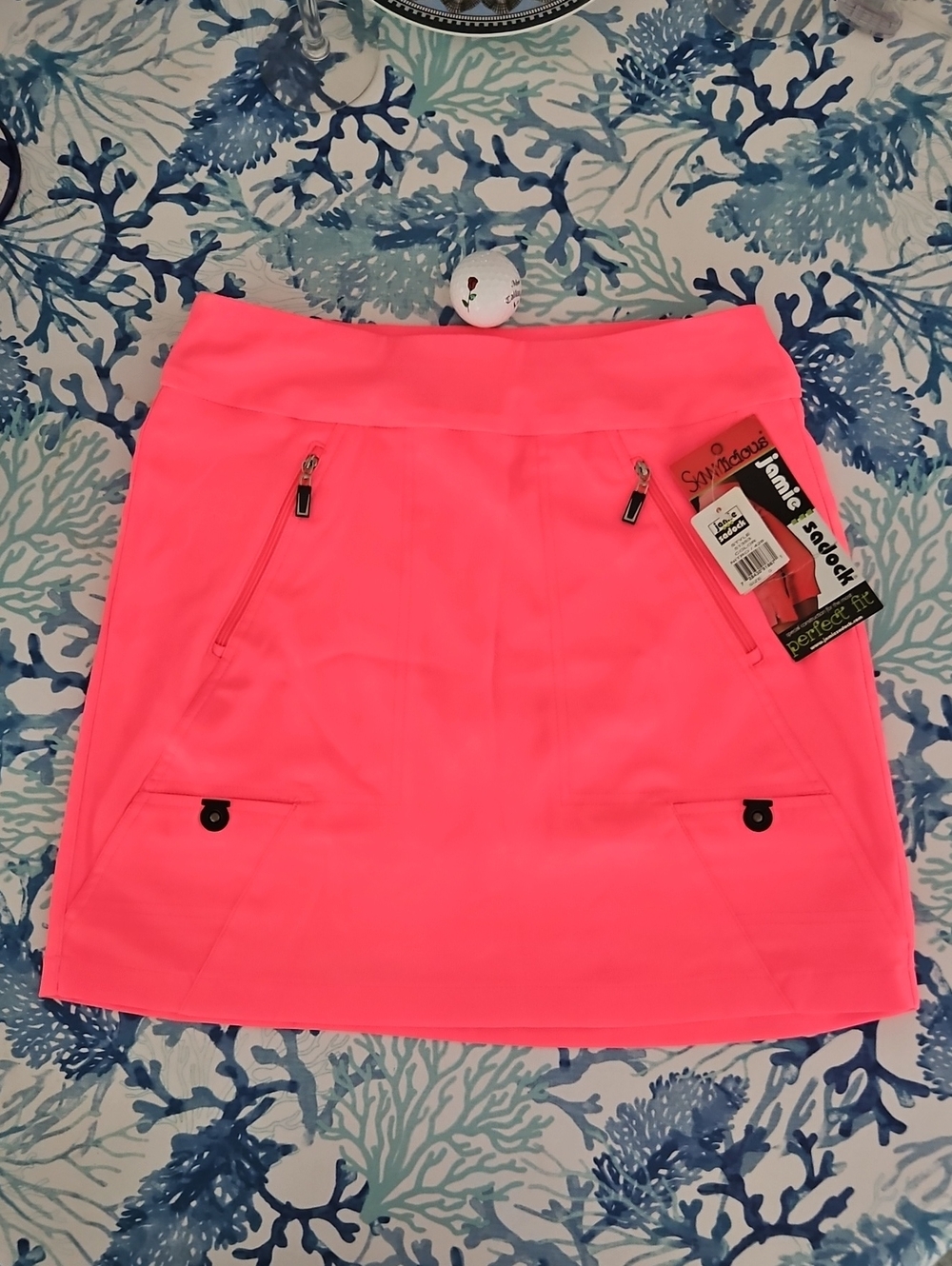 jamie sadock Neon Pink Athletic 17" Golf/Pickleball Skort with Zip Pockets
